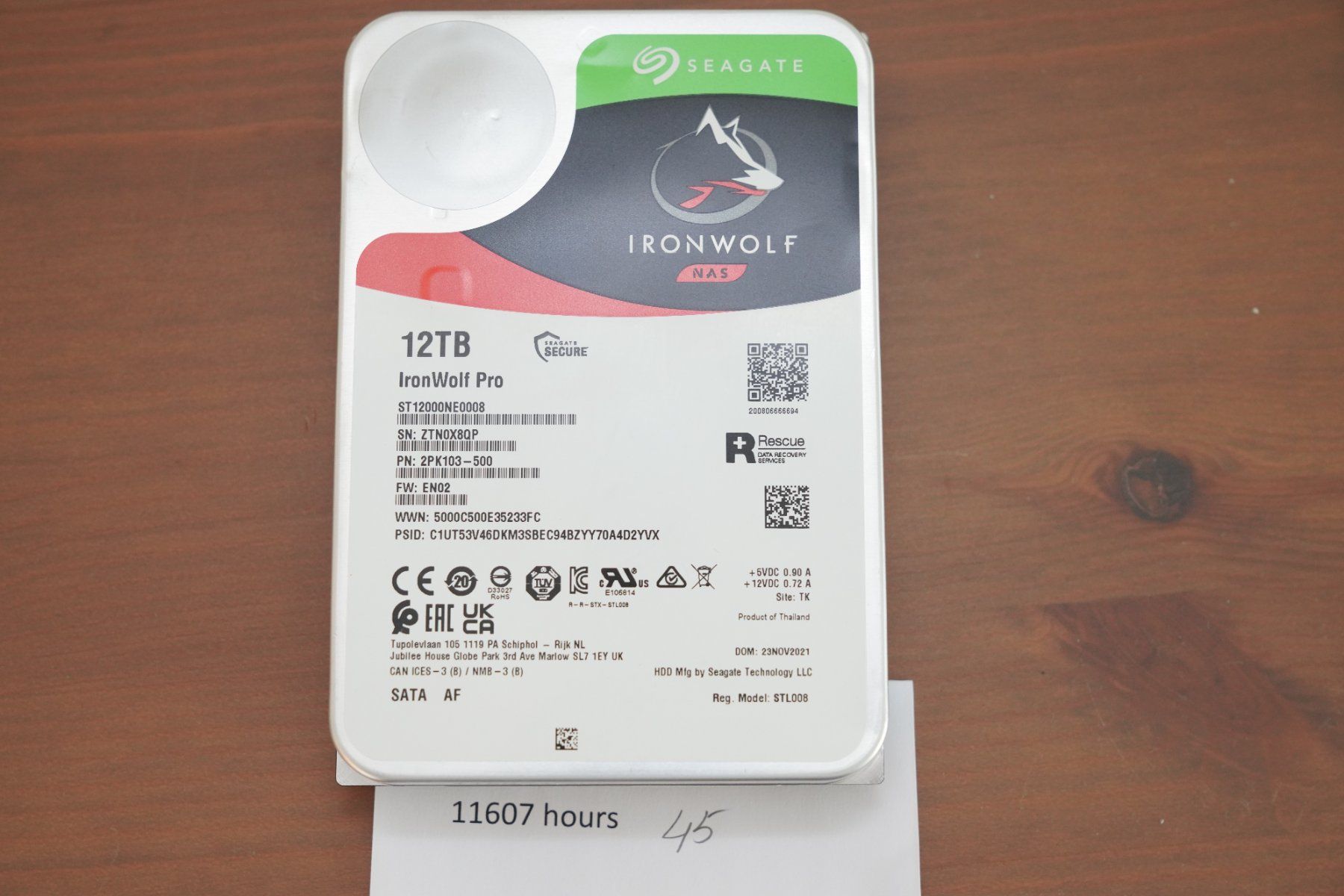 Seagate Harddisks: Disk SATA 12Tb Seagate IronWolf Pro - 11607 Stunden – Gebraucht aus Zürich von Lock5151