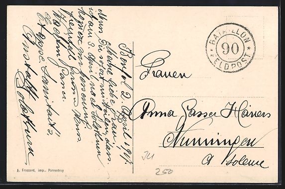 Cartoline postali: AK Bonfol, Vue générale, 1917 – Usato da Berlin venduto da bartko-reher 1