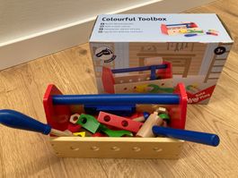 Bunter Werkzeugkasten aus Holz für Kinder ab 3+ Jahre