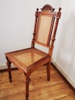 Antiker Holzstuhl mit Wiener Geflecht, ca. 1900