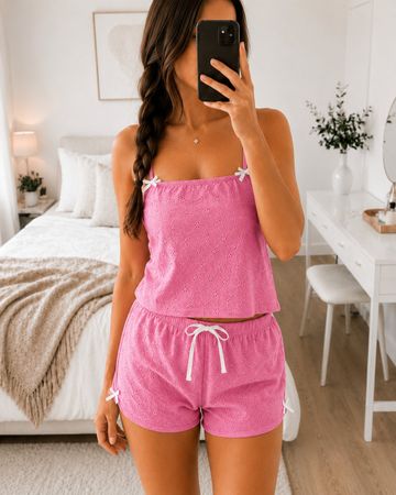 Rosa Sommer Set Gr. 36 – Top & Shorts – 100% Baumwolle