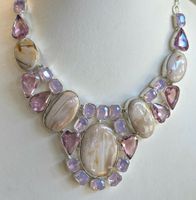 Silberschmuck Kette mit vielen Edelsteinen, schick für de...