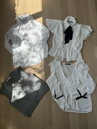 ZARA Paket, 4 Teile, Blusen und Strickweste XS / S elegant