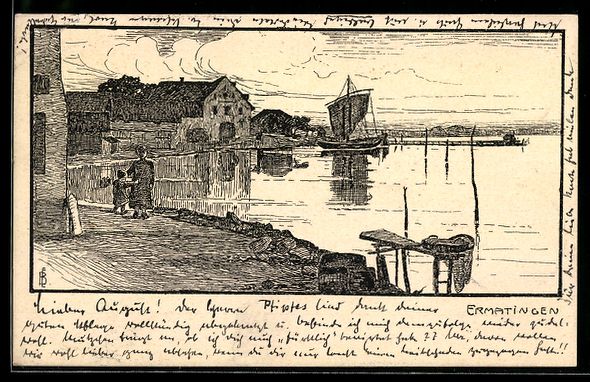 Cartoline postali: AK Ermatingen, Ortspartie, 1903 – Usato da Berlin venduto da bartko-reher