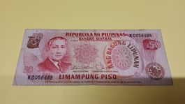 Philippinen 50 Piso Banknote - Seltene Sammlermünze!