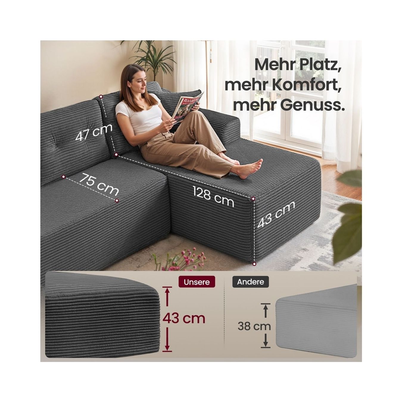 Divani: Modulares Ecksofa mit Chaiselongue NOVA – Nuovo e nell'imballaggio originale da Lachen SZ venduto da MAMORU-MOEBEL 2