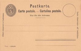 Postkarte Ganzsache ungelaufen - 5 Rp - V 01 - 4,800,000
