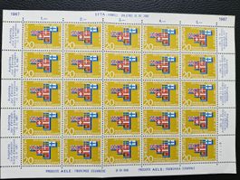Briefmarkenbogen 20 Rp. EFTA-Handel Zollfrei, 1967, Top!