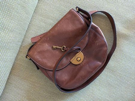 Handtasche Vintage Umhängetasche Fossil Leder