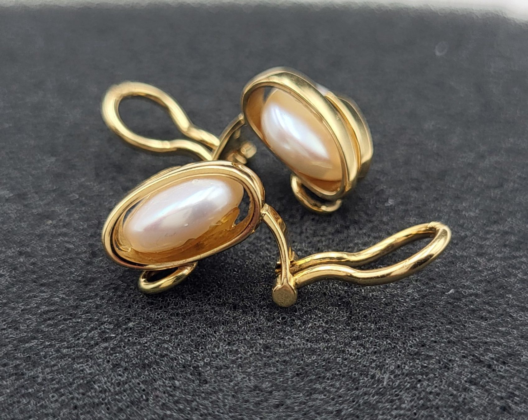 Orecchini pendenti & Orecchini a lobo: 18 Karat 750 Gold Ohrclips Mit Perlen – Usato da Wald ZH venduto da Dasilver 4