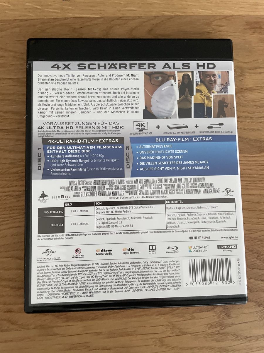 Alle DVDs: Split 4K BluRay – Gebraucht aus Hagendorn von  1