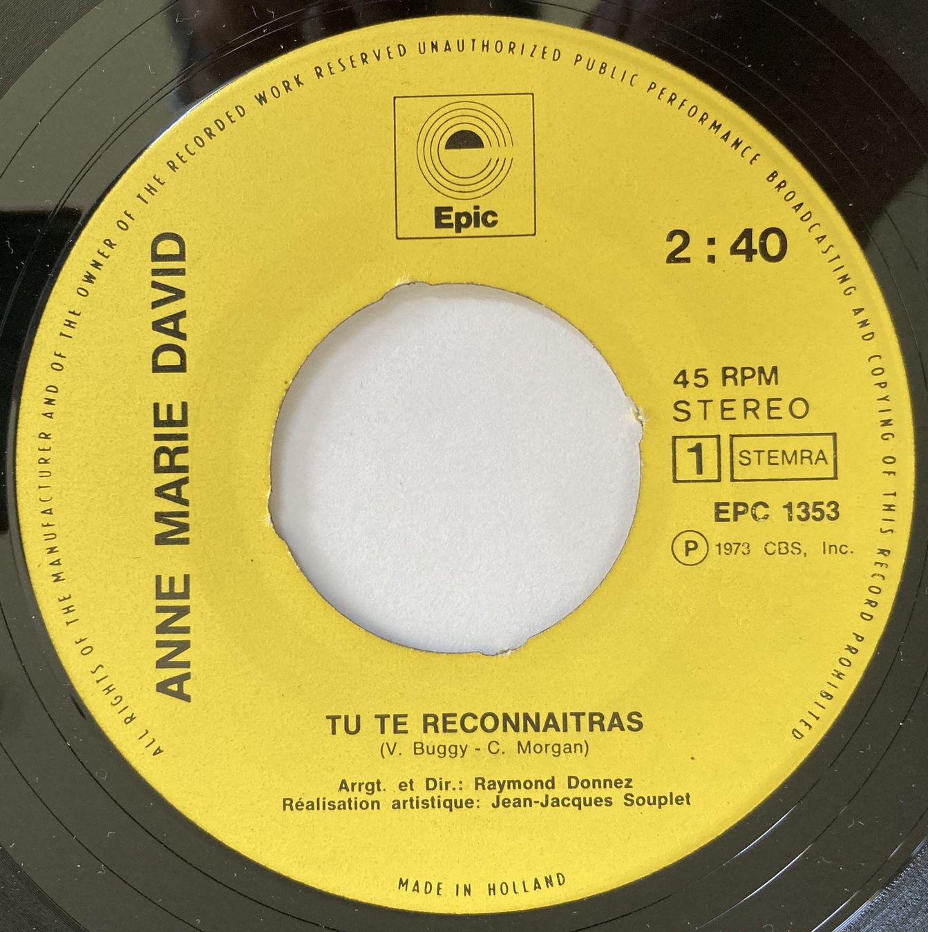 Schallplatten: ANNE MARIE DAVID - TU TE RECONNAITRAS – Gebraucht aus Bottens von hotter-than-hell 2