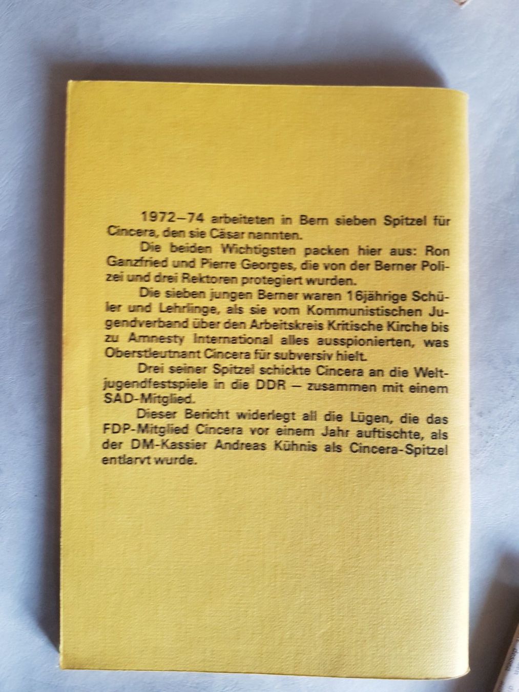 Libri: Cincera alias Cäsar - 1977 -  waren Cinceras Berner Spitzel – Usato da Walterswil BE venduto da Lonitti 2