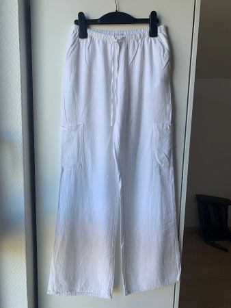 Pantalon H&M blanc en lin et viscose, taille XS