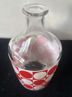Glaskaraffe rot weiss Dekanter 70er Jahre Vintage Deko 