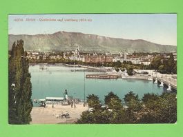 Zürich Quaibrücke Uetliberg Postkarte ca. 1920