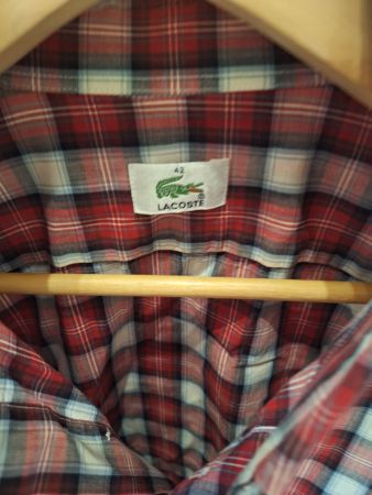 Lacoste Herrenhemd Gr. 42 rot kariert