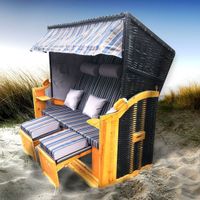Strandkorb 3-Sitzer OSTSEE braun/blau
