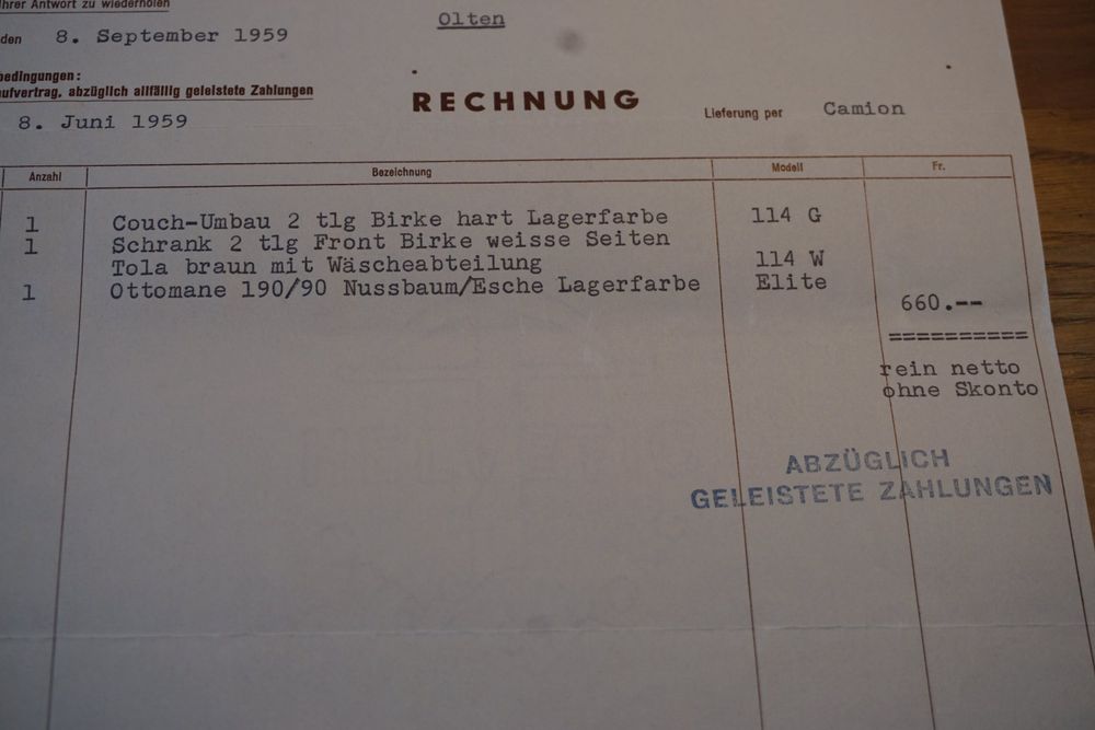 Wohnwirtschaftliche Verwendung Alte Rechnung