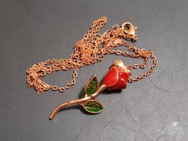 Vergoldet Anhänger, Rose, mit 46cm Kette