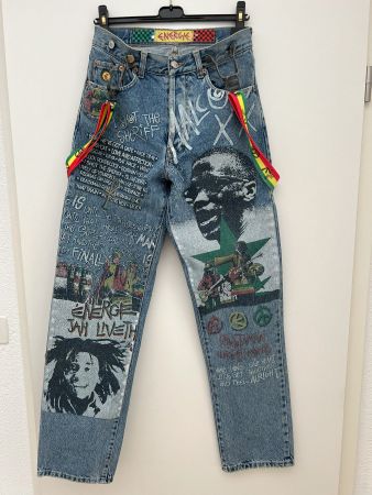 Jeans - Bob Marley und Malcolm X