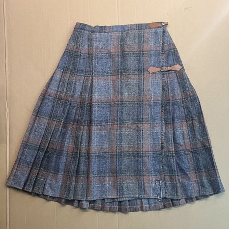 Vintage-Plisseerock aus Wollmischung mit blaugrauem Karomust