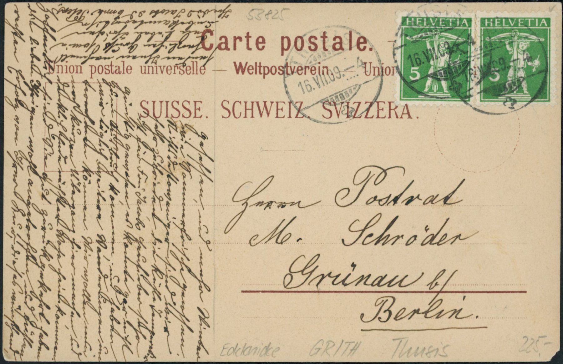 Cartoline postali: GR Thusis - Litho – Usato da Schindellegi venduto da masutka7 1