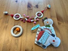 Kinderwagenkette, Holz, Babybuch, Greifling