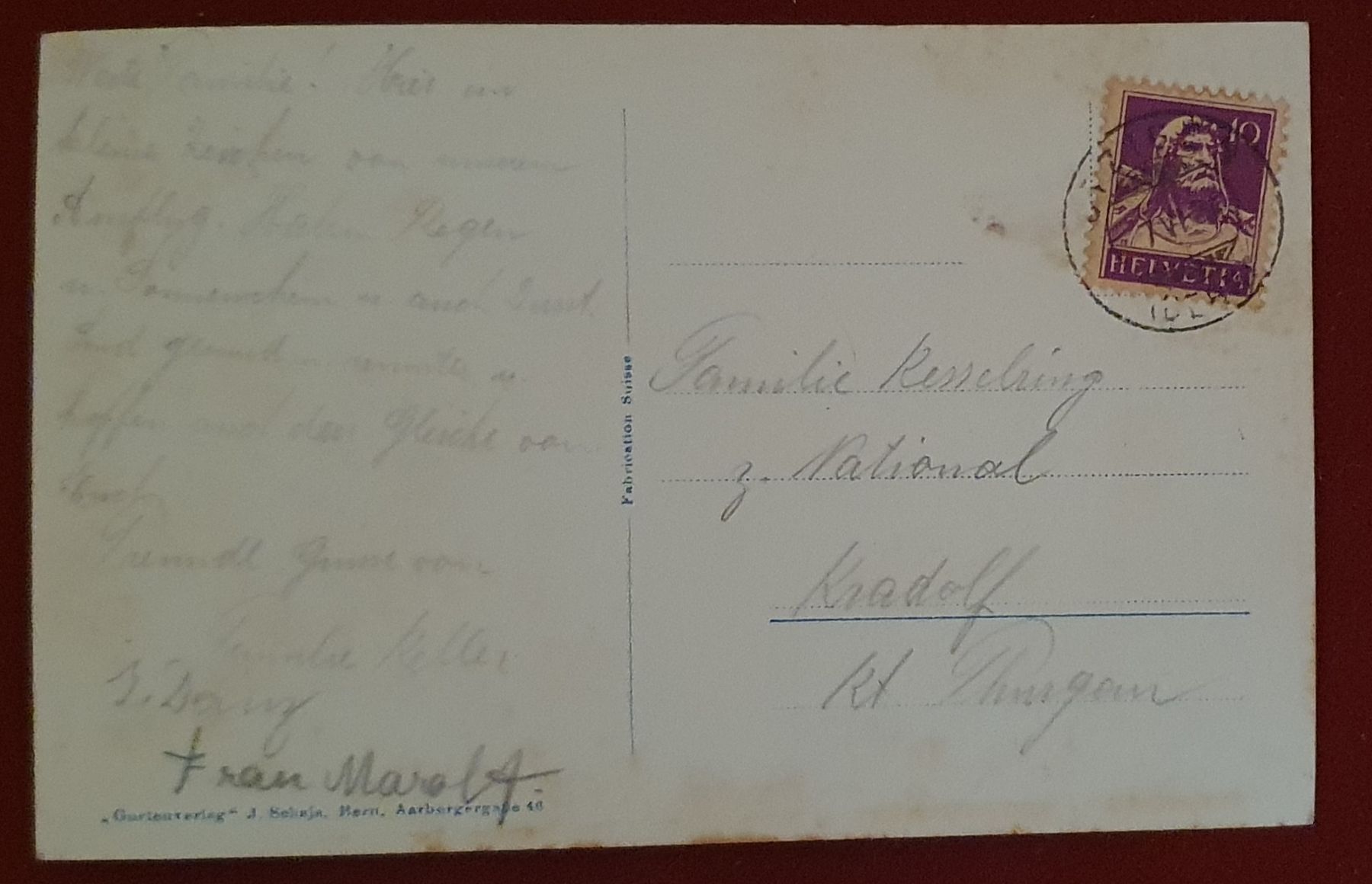 Ansichtskarten: Menziwilegg bei Worb 1934 – Gebraucht aus Kreuzlingen von Rschweiz1 1