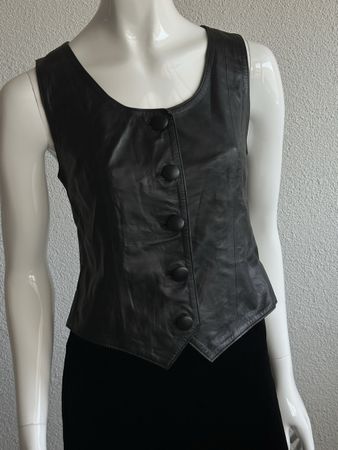 Leather Vest - Black Button Up Style