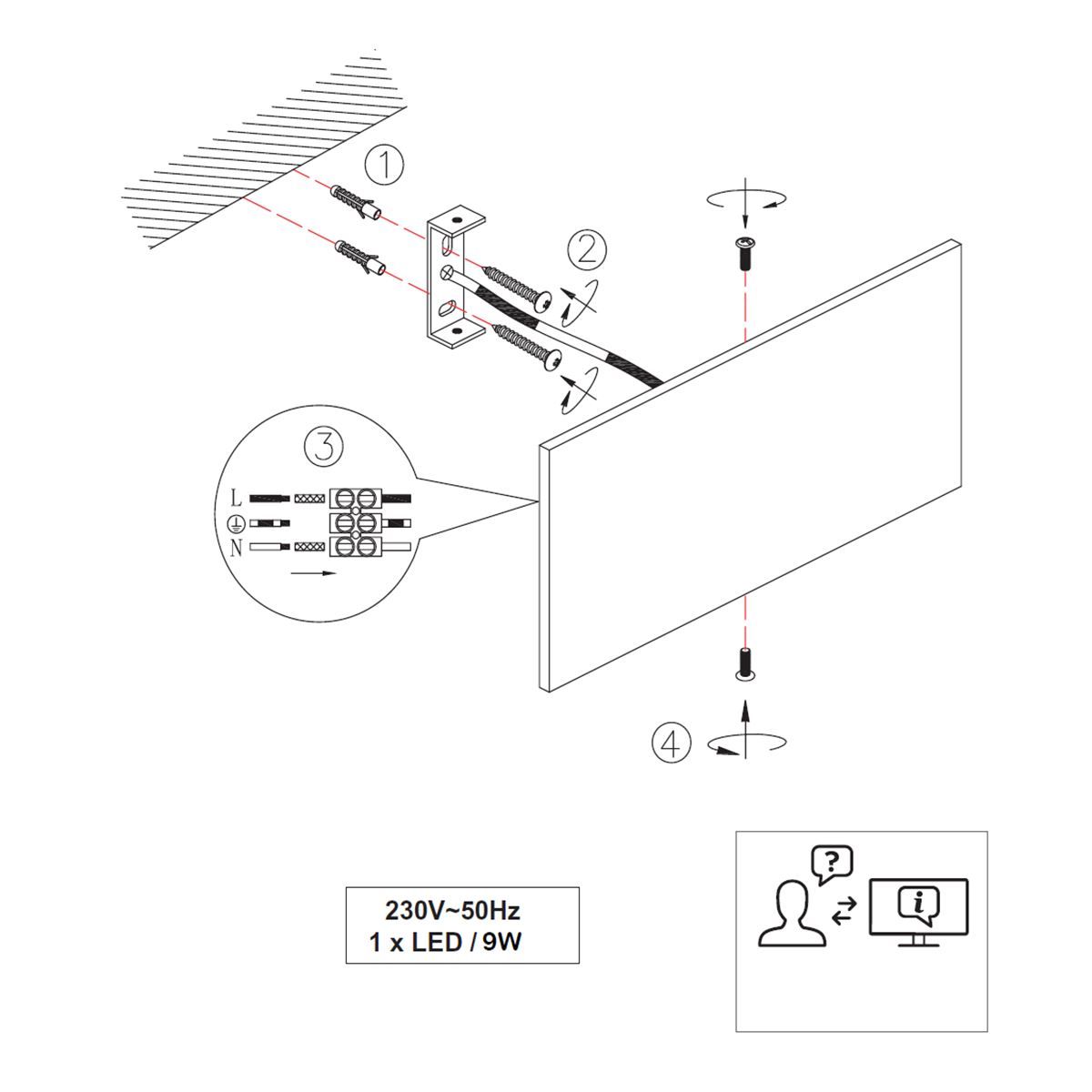 Lampade: LED Wandleuchte, Schiefer Design – Nuovo (secondo la descrizione) da Kreuzlingen venduto da Smart-Light 3