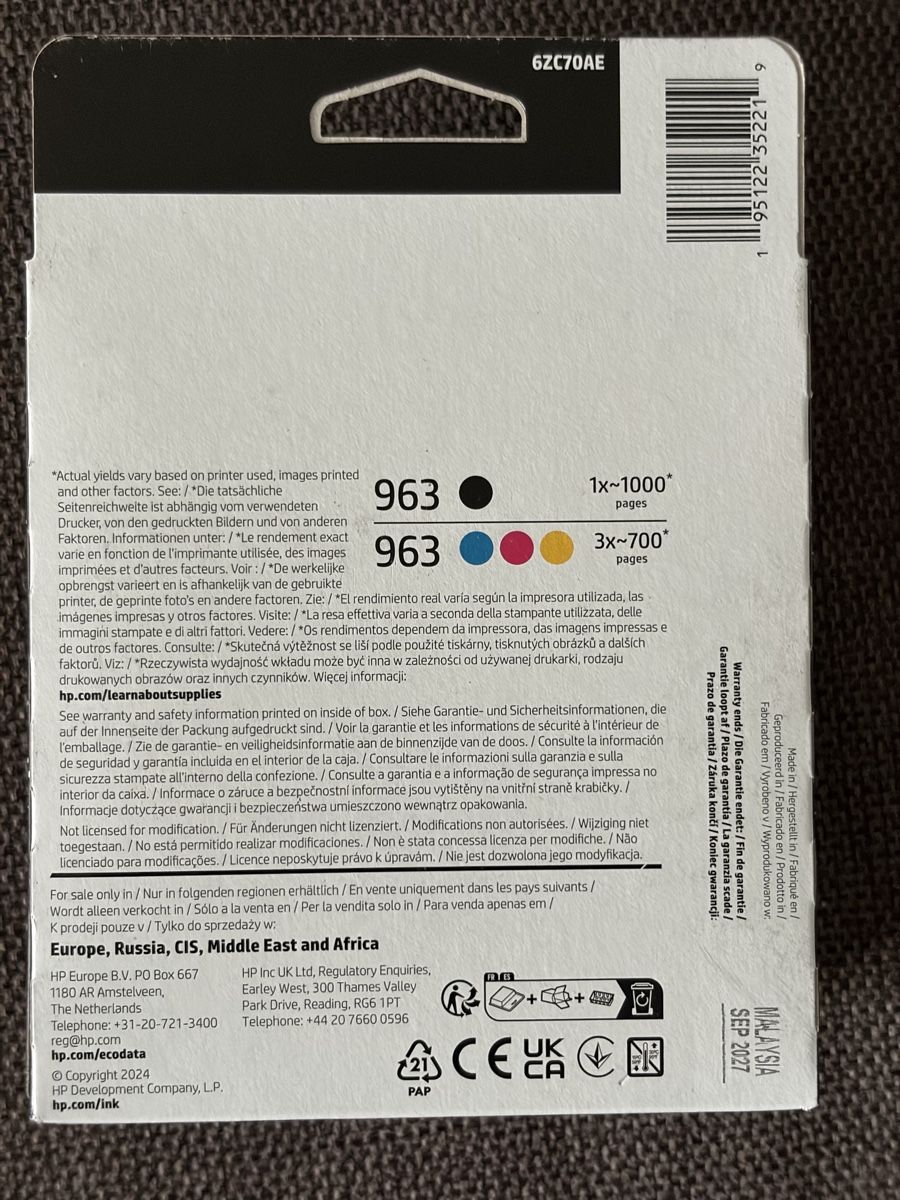 Hewlett Packard Cartucce per stampanti & toner: Hp 963 Patronen OVP – Nuovo e nell'imballaggio originale da Wilen b. Wollerau venduto da MaxSz 2