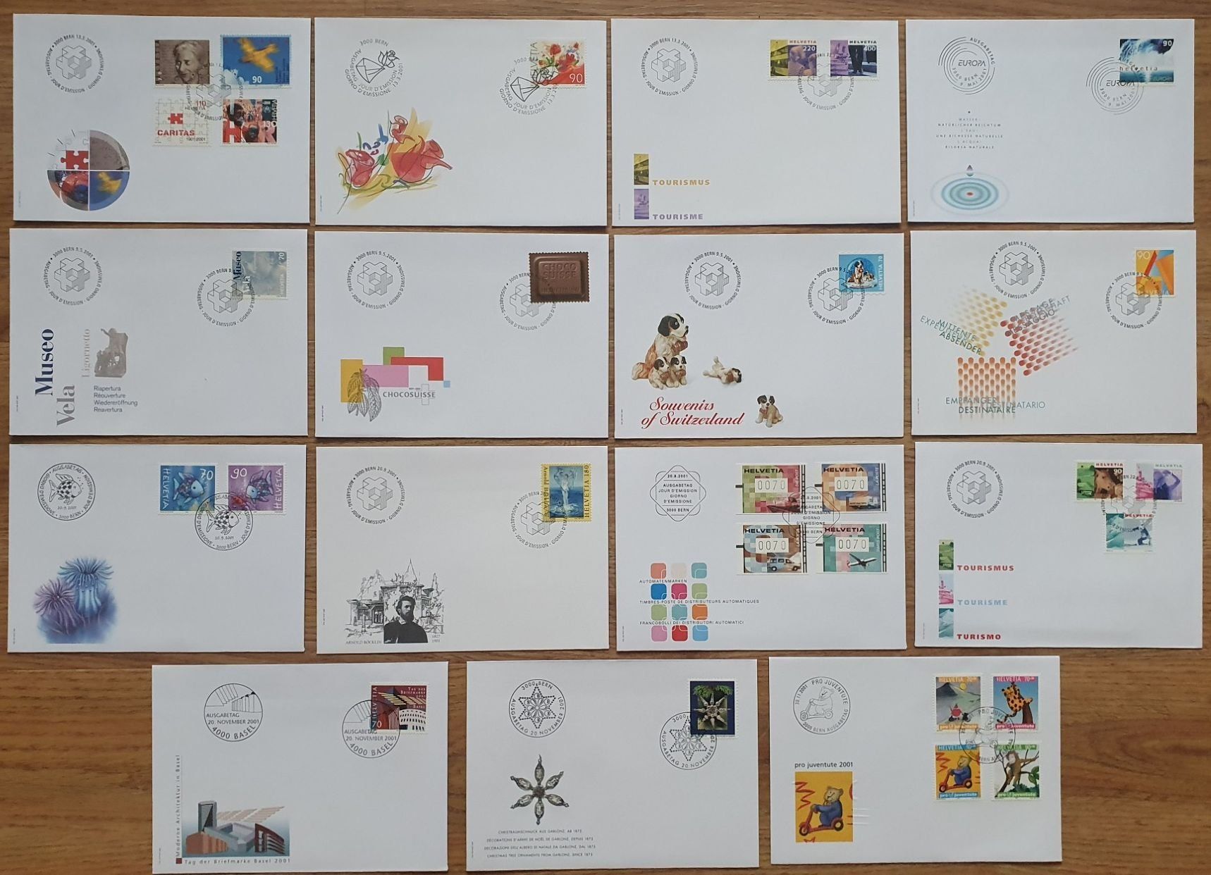 Tutti i francobolli: 15 FDC Schweiz 2001 – Usato da Fislisbach venduto da Zigzag12