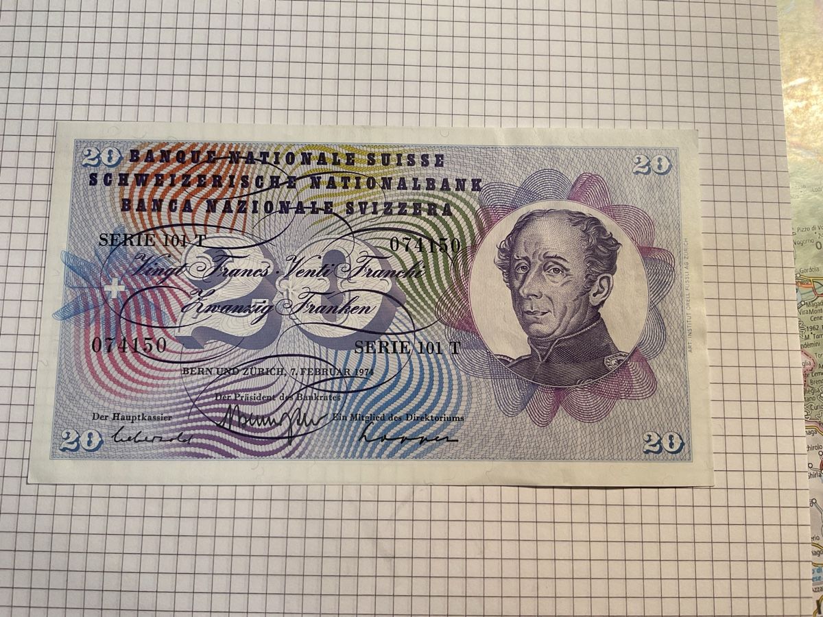 Banknoten: Schweiz 20 Franken Note – Gebraucht aus Ursenbach von tho_8s6p