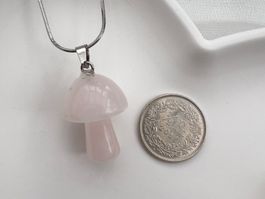 Pendentif champignon en quartz rose