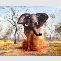 Elephant in nature modern Oil painting on canvas