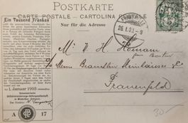Postkarte Rheinfall mit Versicherungsschein, 1900