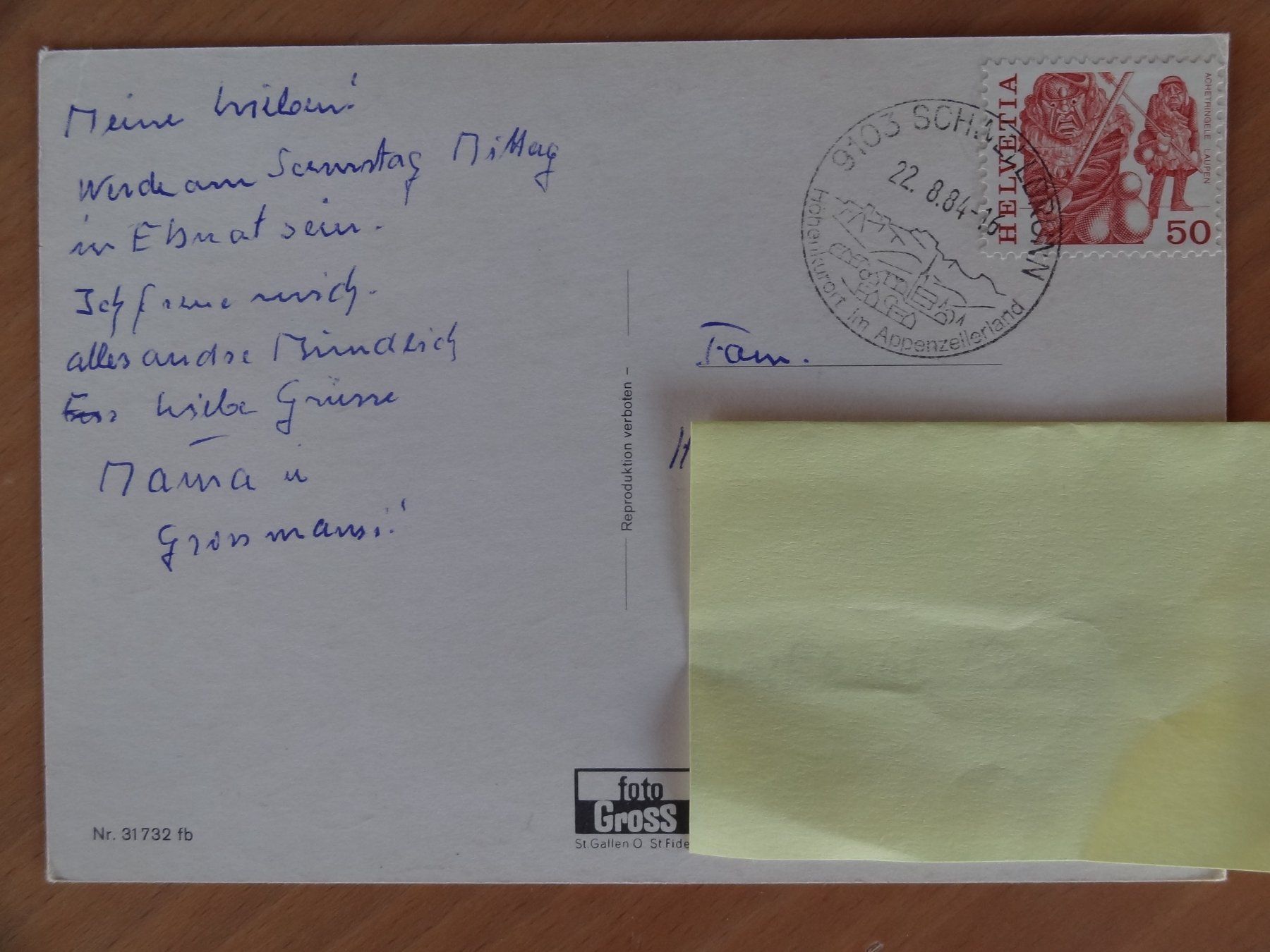 Cartoline postali: Schwellbrun - AR - 1984 – Usato da St Léonard venduto da Riglin 1