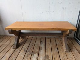 massiver antiker Couchtisch aus Holz, zerlegbar