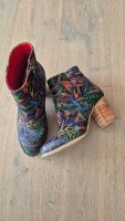 Extravagante Leder-Stiefeletten mit Blockabsatz , Gr. 40