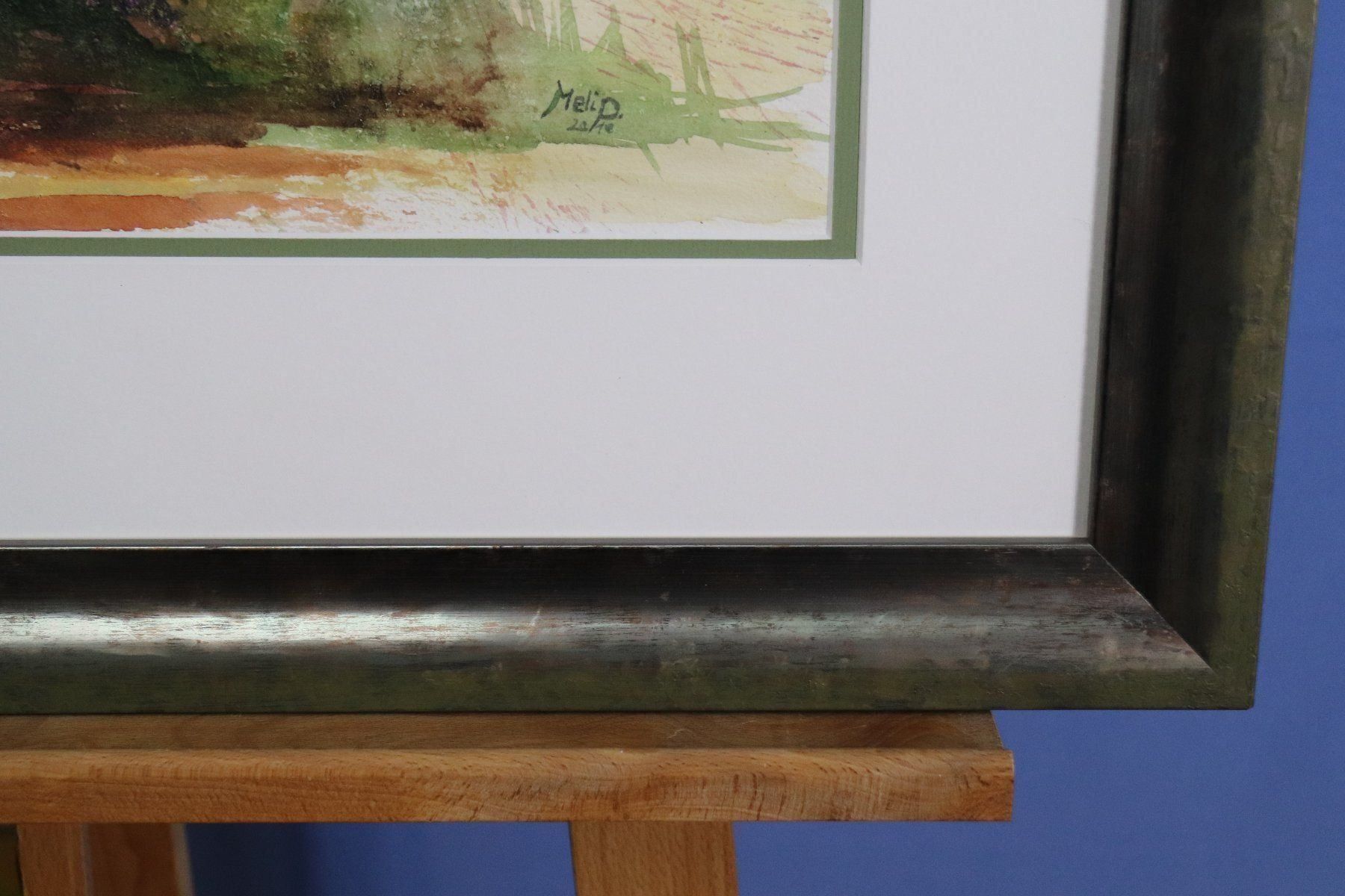 Dipinti: Melitta Progsch, Mischtechnik/Papier, Seeufer im Herbst – Usato da Zug venduto da Kunst-Fundgrube 6