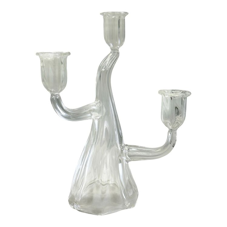 Teksome Chandelier 3 Branches En Verre Transparent – Bougeoir Élégant Centre De Table Pour Dîner, Fête, Décoration Maison