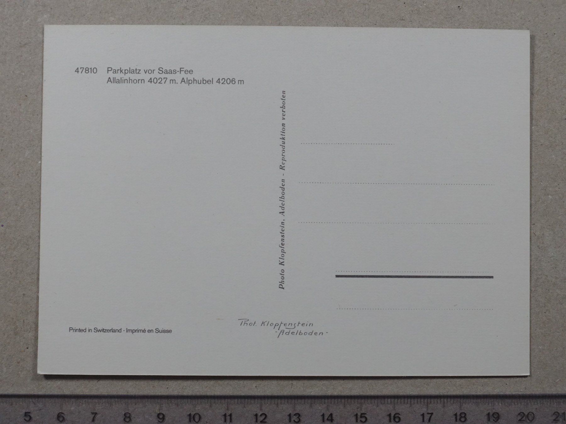 Cartoline postali: Saas-Fee, Parkplatz – Usato da Lenzburg venduto da fh1 1