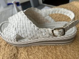 Pons Quintana Sandalen weiss geflochten Grösse 39 neuwertig