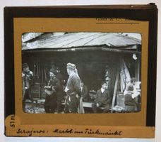 Glasdia Bosnien: Sarajevo - Markt im Türkenviertel, um 1930
