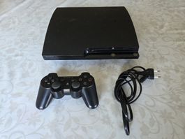 Sony PlayStation 3 Slim (PS3) noire avec 1 manette et câble