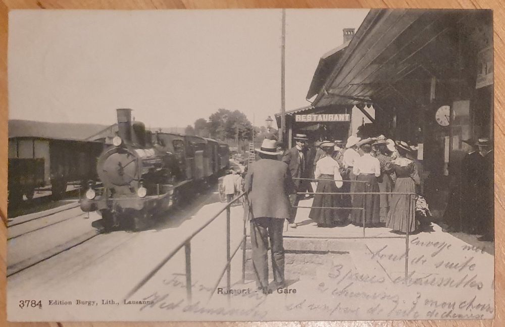 Carte postale train à vapeur gare de Romont 1910 Kaufen auf Ricardo