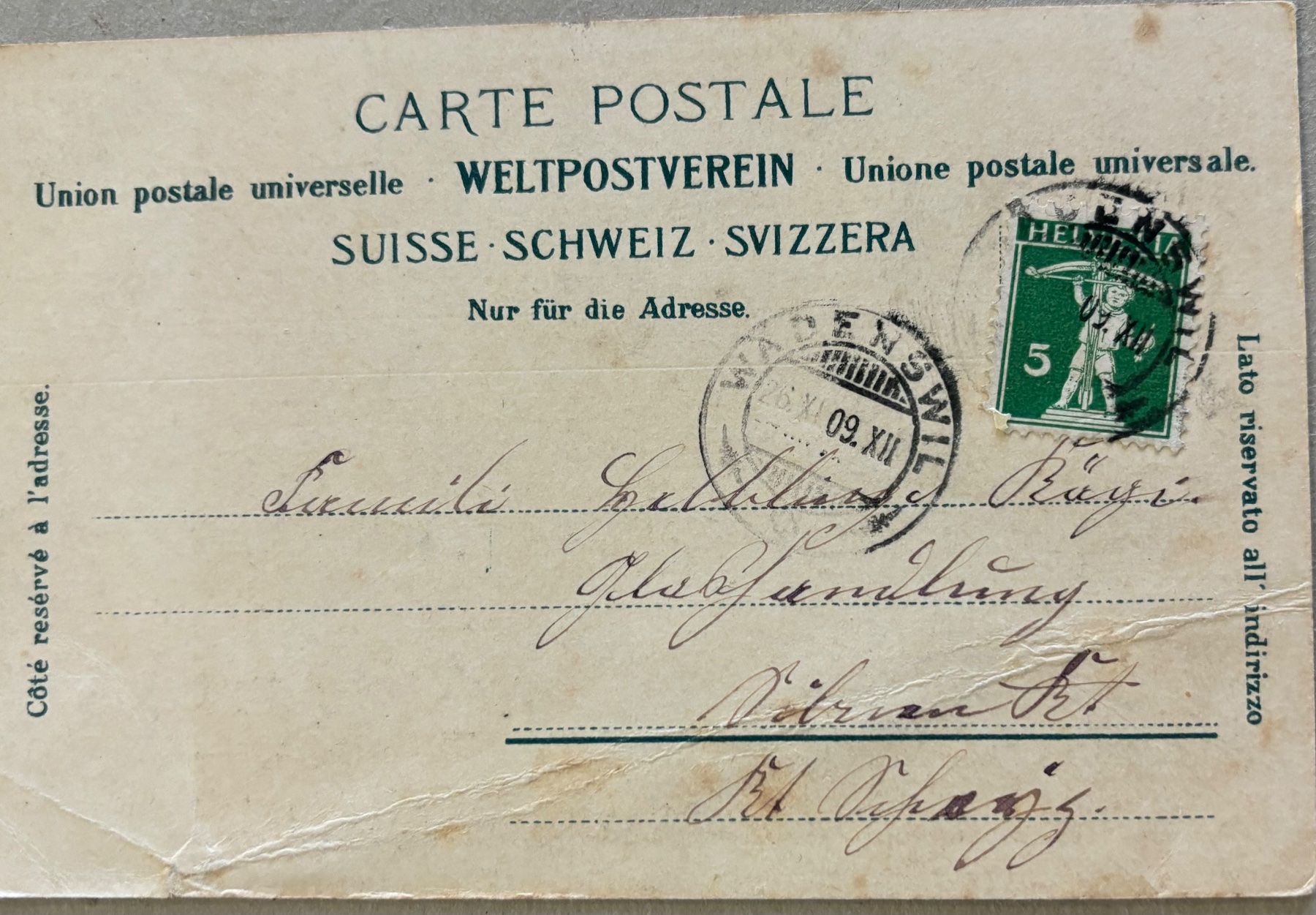 Ansichtskarten: Bergell, Casaccia, 1909, Zustand – Gebraucht aus Frauenfeld von Merk52 1