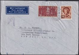 1938, 216v (grau getöntes Papier) auf USA-Brief - selten !