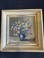 Gemälde Blumenstrauss Frieda Grieder 15,5x15,5cm.